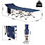 Outsunny Single Camping Bed Folding Cot Portable Military Sleeping Bed Guest Leisure Fishing w/ Side Pocket and Carry Bag - Blue