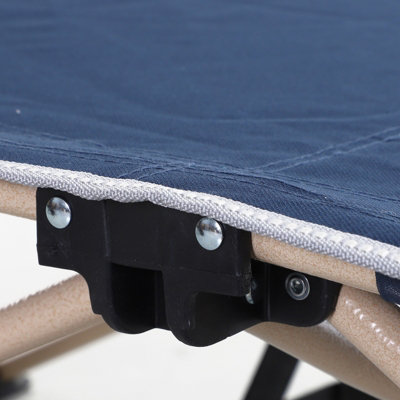 Outsunny Single Camping Bed Folding Cot Portable Military Sleeping Bed Guest Leisure Fishing w/ Side Pocket and Carry Bag - Blue - 9