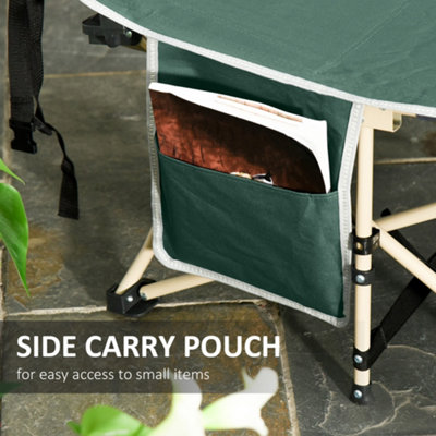 Outsunny Single Camping Bed Folding Cot Portable Military Sleeping Bed Guest Leisure Fishing w/ Side Pocket and Carry Bag - Green - 6