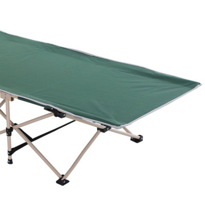 Outsunny Single Camping Bed Folding Cot Portable Military Sleeping Bed Guest Leisure Fishing w/ Side Pocket and Carry Bag - Green - 8