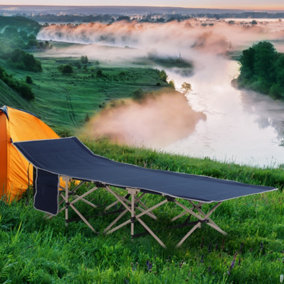 Outsunny Single Portable Outdoor Military Sleeping Bed Camping Cot Blue