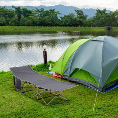 Outsunny Single Portable Outdoor Military Sleeping Bed Camping Cot Grey
