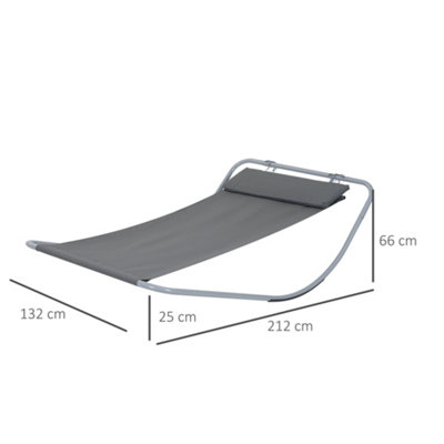 Outsunny Single Textilene Outdoor Hammock Bed Patio Sun Lounger Rocker Grey - 3