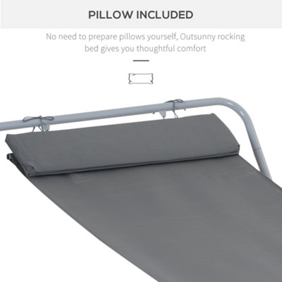 Outsunny Single Textilene Outdoor Hammock Bed Patio Sun Lounger Rocker Grey - 6