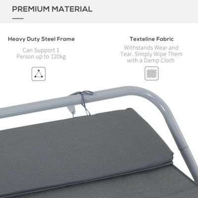 Outsunny Single Textilene Outdoor Hammock Bed Patio Sun Lounger Rocker Grey - 4