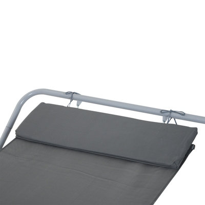 Outsunny Single Textilene Outdoor Hammock Bed Patio Sun Lounger Rocker Grey - 5