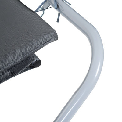 Outsunny Single Textilene Outdoor Hammock Bed Patio Sun Lounger Rocker Grey - 9