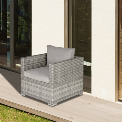 Outsunny Single Wicker Furniture Sofa Chair with Padded Cushion for Garden Balcony