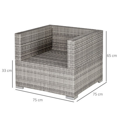 Outsunny Single Wicker Furniture Sofa Chair with Padded Cushion for Garden Balcony - 3