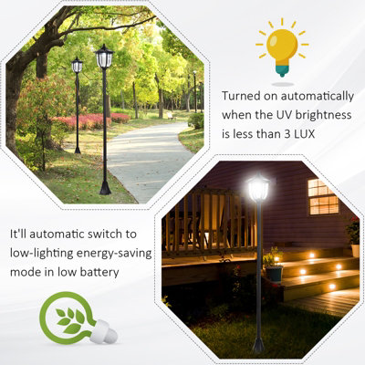 Outsunny Solar Torch Lights Outdoor Garden 6LED Auto On/Off 6-8 Hours - 4