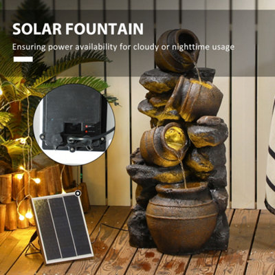 Outsunny 21" Tall Outdoor Garden Fountain With LED Lights - Adjustable Flow Water Feature