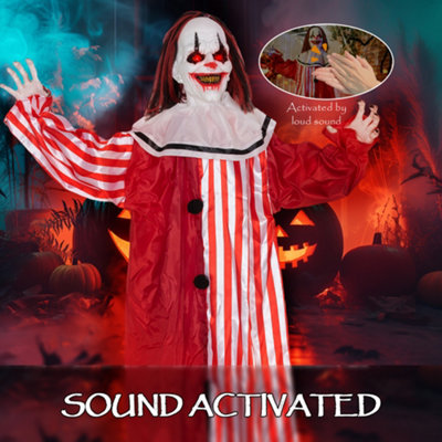 Decoración Halloween Clown De Terror Outsunny 1.7m - Con Sonido, Luces Rojas Y Movimiento, Sensorial