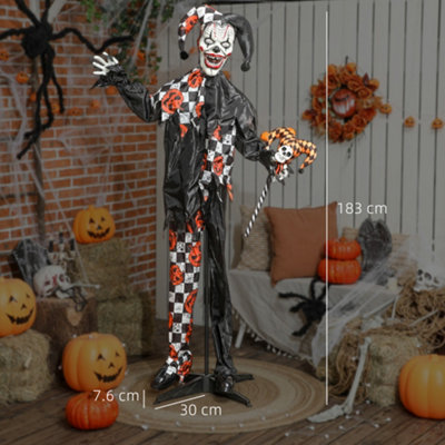 Animatronic Stehender Clown Halloween animierte 183,9 cm Dekorationen mit Sound & Sensoraktivierung Gruseliger Sound, gruselige Bewegung, leuchtende Augen, Spukhaus, gruselige Horror-Requisite für