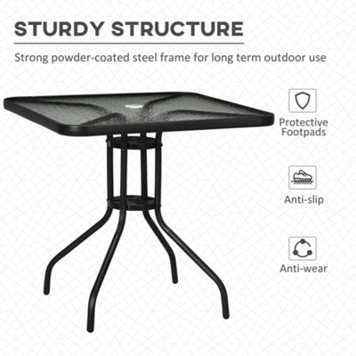 Square glass on sale patio table