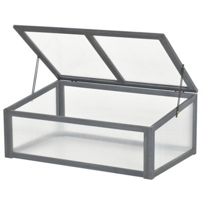 Outsunny Square Wooden Outdoor Greenhouse for Plants PC Board 100 x 65 x 40cm Grey