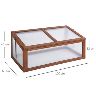 Outsunny Square Wooden Outdoor Greenhouse for Plants PC Board 100 x 65 x 40cm - 3