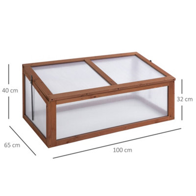 Outsunny Square Wooden Outdoor Greenhouse for Plants PC Board 100 x 65 x 40cm