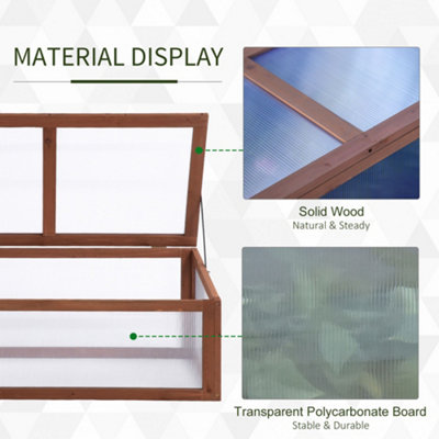 Outsunny Square Wooden Outdoor Greenhouse for Plants PC Board 100 x 65 x 40cm - 5