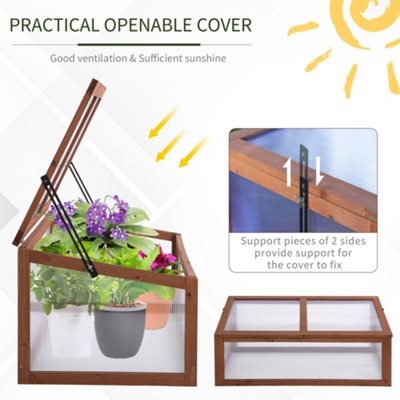Outsunny Square Wooden Outdoor Greenhouse for Plants PC Board 100 x 65 x 40cm - 6