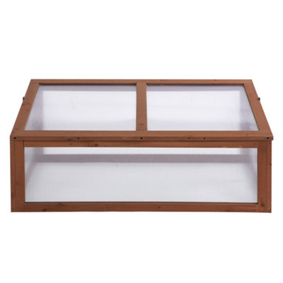 Outsunny Square Wooden Outdoor Greenhouse for Plants PC Board 100 x 65 x 40cm - 8