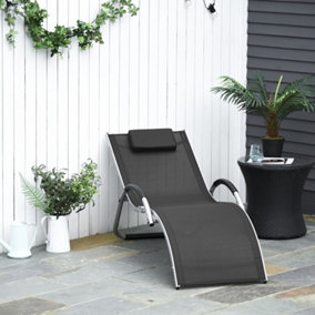 Black Sun Lounger Outsunny Garden seating Garden furniture B Q