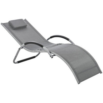 Outsunny Sun Lounge Recliner Chair Design Ergonomic with Pillow Dark Grey