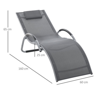 Outsunny Sun Lounge Recliner Chair Design Ergonomic with Pillow Dark Grey - 3