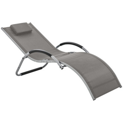 Outsunny Sun Lounge Recliner Chair Design Ergonomic with Pillow Khaki