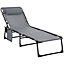 Outsunny Sun Lounger, Folding Camping Bed 5-position Adjustable Grey