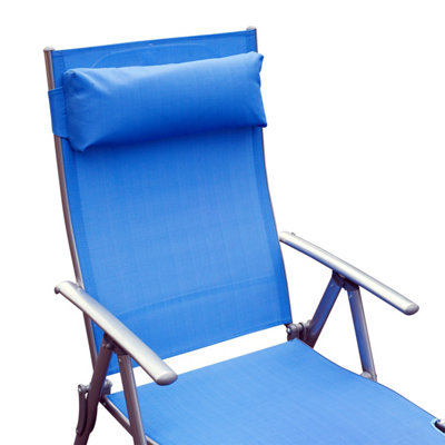 Outsunny Sun Lounger Recliner Foldable 7 Levels Texteline Blue - 8