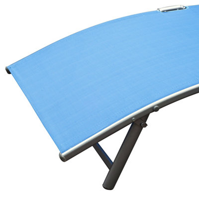 Outsunny Sun Lounger Recliner Foldable 7 Levels Texteline Blue - 9