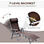 Outsunny Sun Lounger Recliner Foldable 7 Levels Texteline Brown