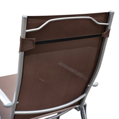 Outsunny Sun Lounger Recliner Foldable 7 Levels Texteline Brown - 8