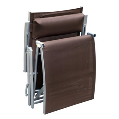 Outsunny Sun Lounger Recliner Foldable 7 Levels Texteline Brown - 9