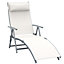 Outsunny Sun Lounger Recliner Foldable 7 Levels Texteline Cream White