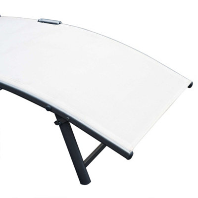 Outsunny Sun Lounger Recliner Foldable 7 Levels Texteline Cream White - 8