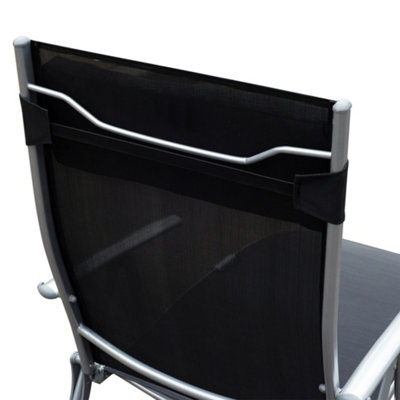 Outsunny Sun Lounger Recliner Foldable 7 Levels Textilene Black Patio - 9