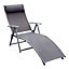 Outsunny Sun Lounger Recliner Foldable 7 Levels Textilene Grey Patio