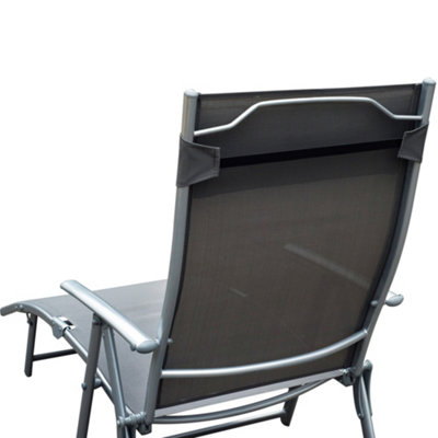 Outsunny Sun Lounger Recliner Foldable 7 Levels Textilene Grey Patio - 8