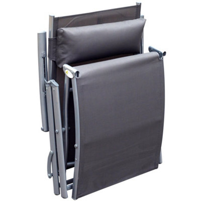 Outsunny Sun Lounger Recliner Foldable 7 Levels Textilene Grey Patio - 9