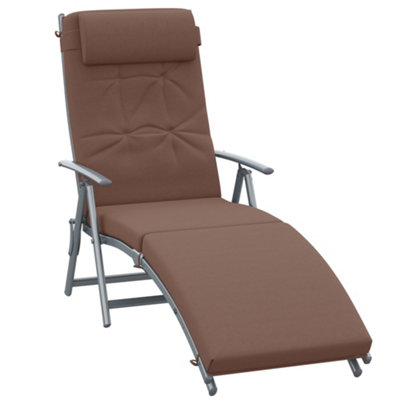 Outsunny Sun Lounger Recliner Foldable Padded Seat Adjustable T37Lx63.5Wx100.5H
