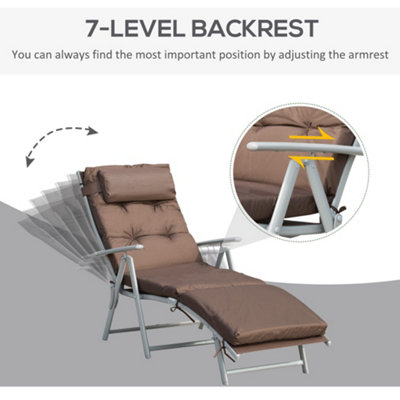 Outsunny Sun Lounger Recliner Foldable Padded Seat Adjustable T37Lx63.5Wx100.5H - 4