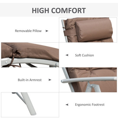 Outsunny Sun Lounger Recliner Foldable Padded Seat Adjustable T37Lx63.5Wx100.5H - 5