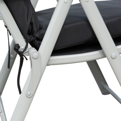 Outsunny Sun Lounger Recliner Foldable Padded Seat Adjustable Texteline Black - 8