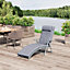 Outsunny Sun Lounger Recliner Foldable Padded Seat Adjustable Texteline Grey
