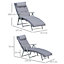Outsunny Sun Lounger Recliner Foldable Padded Seat Adjustable Texteline Grey