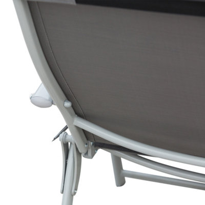 Outsunny Sun Lounger Recliner Foldable Padded Seat Adjustable Texteline Grey - 7