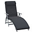 Outsunny Sun Lounger Recliner Foldable Padded Seat Adjustable Texteline