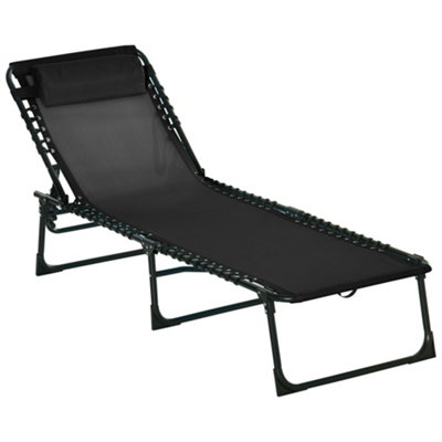 Outsunny Sun Lounger Reclining Cot Foldable Folding Garden Chair Bed Relaxer