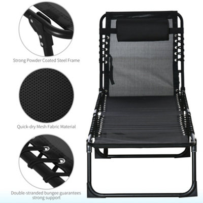 Outsunny Sun Lounger Reclining Cot Foldable Folding Garden Chair Bed Relaxer - 5